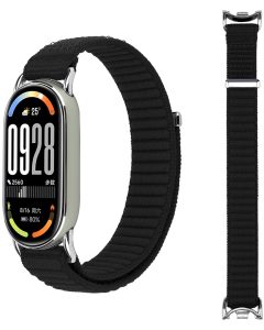 Ремешок тканевый MRK Nylon для Xiaomi Mi Band 8/9/10 с металическим креплением и застежкой на липучке Black