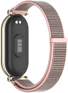 Ремешок тканевый Mi Jobs GT нейлон для Xiaomi Mi Band 8/9/10 с металическим креплением и застежкой на липучке Pink Sand