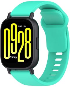 Ремешок силиконовый MRK для смарт-часов Redmi Watch 5 Active / Redmi Watch 5 Lite 22 мм с металлическим креплением Tourquise