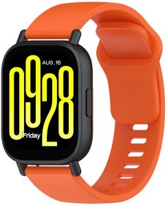 Ремешок силиконовый MRK для смарт-часов Redmi Watch 5 Active / Redmi Watch 5 Lite 22 мм с металлическим креплением Oragne
