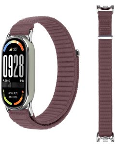 Ремешок тканевый MRK Nylon для Xiaomi Mi Band 8/9/10 с металическим креплением и застежкой на липучке Dark Purple