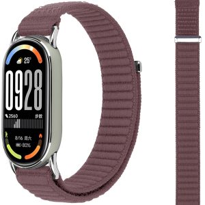 Ремешок тканевый MRK Nylon для Xiaomi Mi Band 8/9/10 с металическим креплением и застежкой на липучке Dark Purple