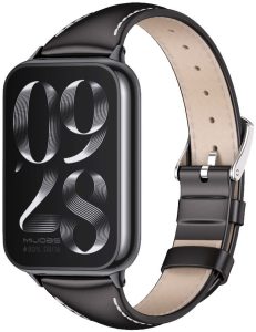 Ремешок кожаный Mi Jobs Genuine Leather Elegance с металлическим креплением для фитнес браслета Mi Smart Band 8 Pro/9Pro/ Xiaomi Redmi Watch 4/5 Black + Charcoal Gray