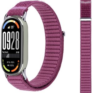 Ремешок тканевый MRK Nylon для Xiaomi Mi Band 8/9/10 с металическим креплением и застежкой на липучке Purple