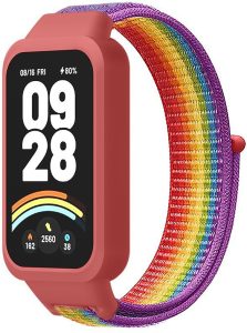 Ремешок тканевый Nylon MRK для фитнес браслета Mi Smart Band 9 Active Red and Rainbow