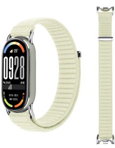 Ремешок тканевый MRK Nylon для Xiaomi Mi Band 8/9/10 с металическим креплением и застежкой на липучке Cream