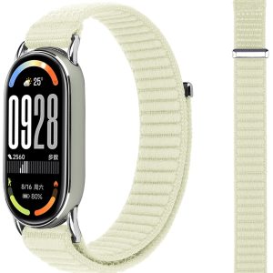 Ремешок тканевый MRK Nylon для Xiaomi Mi Band 8/9/10 с металическим креплением и застежкой на липучке Cream