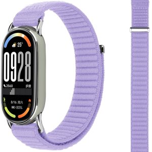 Ремешок тканевый MRK Nylon для Xiaomi Mi Band 8/9/10 с металическим креплением и застежкой на липучке Light Purple
