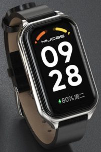 Кожаный ремешок Mi Jobs с металлической капсулой для Mi Smart Band 9 Active Black and Silver