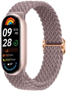 Ремешок тканевый MRK для Xiaomi Mi Band 8/9/10 с металическим регулятором длины Lavender Gray