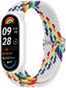 Ремешок тканевый MRK для Xiaomi Mi Band 8/9/10 с металическим регулятором длины White Rainbow