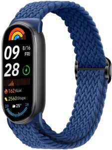 Ремешок тканевый MRK для Xiaomi Mi Band 8/9/10 с металическим регулятором длины Midnight Blue