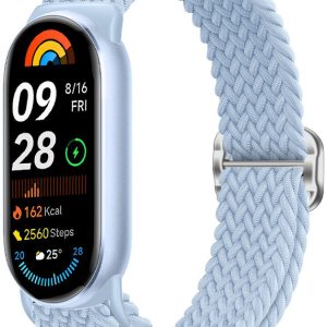 Ремешок тканевый MRK для Xiaomi Mi Band 8/9/10 с металическим регулятором длины Sky Blue
