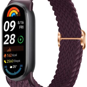 Ремешок тканевый MRK для Xiaomi Mi Band 8/9/10 с металическим регулятором длины Marsala