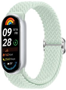 Ремешок тканевый MRK для Xiaomi Mi Band 8/9/10 с металическим регулятором длины Mint