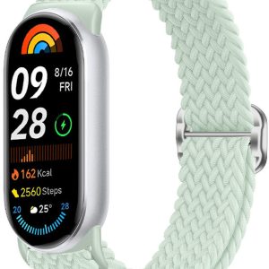Ремешок тканевый MRK для Xiaomi Mi Band 8/9/10 с металическим регулятором длины Mint