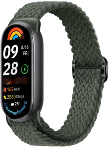 Ремешок тканевый MRK для Xiaomi Mi Band 8/9/10 с металическим регулятором длины Khaki