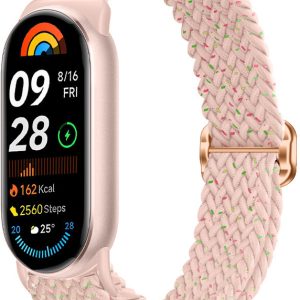 Ремешок тканевый MRK для Xiaomi Mi Band 8/9/10 с металическим регулятором длины Light Pink Dots