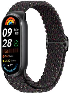 Ремешок тканевый MRK для Xiaomi Mi Band 8/9/10 с металическим регулятором длины Зоряна Ніч Black