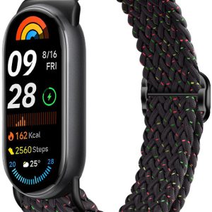 Ремешок тканевый MRK для Xiaomi Mi Band 8/9/10 с металическим регулятором длины Зоряна Ніч Black