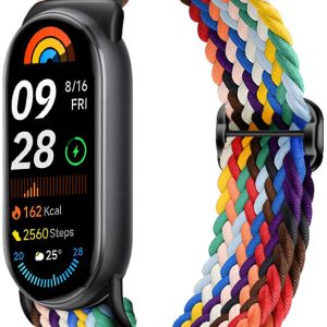Ремешок тканевый MRK для Xiaomi Mi Band 8/9/10 с металическим регулятором длины White Multicolor