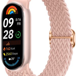 Ремешок тканевый MRK для Xiaomi Mi Band 8/9/10 с металическим регулятором длины Pink Sand