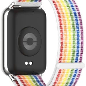 Ремешок нейлоновый Mi Jobs Wild Trail с металлическим креплением для фитнес браслета Mi Smart Band 8 Pro/9Pro/ Xiaomi Redmi Watch 4/5 White and Rainbow