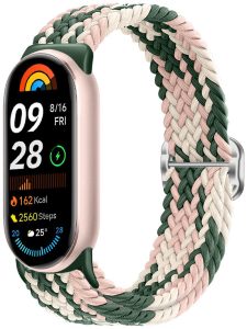 Ремешок тканевый MRK для Xiaomi Mi Band 8/9/10 с металическим регулятором длины Light Pink and Khaki