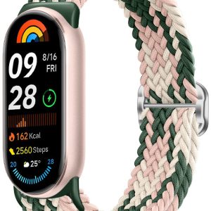 Ремешок тканевый MRK для Xiaomi Mi Band 8/9/10 с металическим регулятором длины Light Pink and Khaki