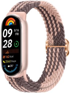Ремешок тканевый MRK для Xiaomi Mi Band 8/9/10 с металическим регулятором длины Capucino Brown