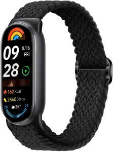 Ремешок тканевый MRK для Xiaomi Mi Band 8/9/10 с металическим регулятором длины Black