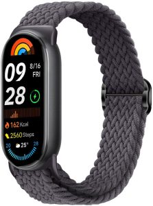 Ремешок тканевый MRK для Xiaomi Mi Band 8/9/10 с металическим регулятором длины Dark Gray