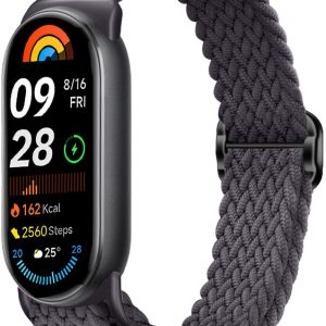 Ремешок тканевый MRK для Xiaomi Mi Band 8/9/10 с металическим регулятором длины Dark Gray