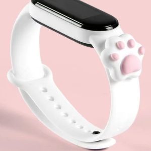 Ремешок силиконовый MRK для фитнес браслета Xiaomi Mi Band 3/4 - 3D Paw White