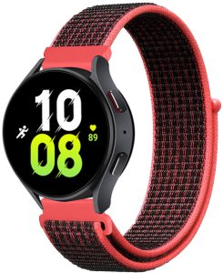 Ремешок тканевый Nylon MRK для смарт-часов Redmi Watch 5 Active / Redmi Watch 5 Lite 22 мм с застежкой на липучке Red and Black