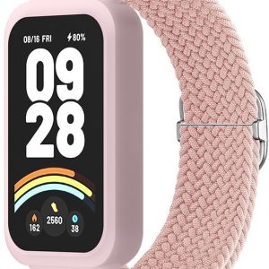 Ремешок тканевый MRK Braided Loop для фитнес браслета Mi Smart Band 9 Active с металическим регулятором длины Light Pink