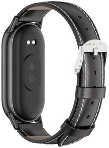 Ремешок кожаный Mi Jobs Genuine Leather с металлическим креплением для Xiaomi Mi Smart Band 10/9/8 Black