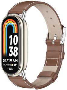 Ремешок кожаный Mi Jobs Genuine Leather с металлическим креплением  для Xiaomi Mi Smart Band 10/9/8 Brown