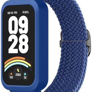 Ремешок тканевый MRK Braided Loop для фитнес браслета Mi Smart Band 9 Active с металическим регулятором длины Blue