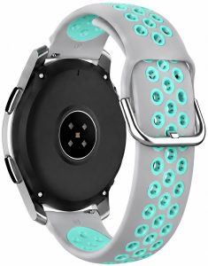 Ремешок силиконовый NikeStyle MRK для смарт-часов Redmi Watch 5 Active / Redmi Watch 5 Lite 22 мм с металической застежкой Light Gray and Tourquise
