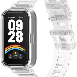 Силиконовый ремешок Sporty Band с классической застежкой для Mi Smart Band 9 Active Transparent