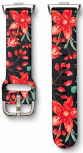 Ремешок силиконовый MRK Beau Roses для Mi Band 8 Pro/9Pro - Xiaomi Redmi Watch 4/5 с металлическим креплением и металической застежкой Black Red Flowers