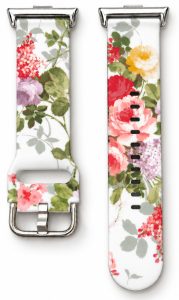 Ремешок силиконовый MRK Beau Roses для Mi Band 8 Pro/9Pro - Xiaomi Redmi Watch 4/5 с металлическим креплением и металической застежкой White Beau Peons