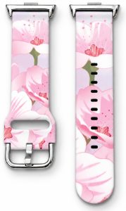 Ремешок силиконовый MRK Beau Roses для Mi Band 8 Pro/9Pro - Xiaomi Redmi Watch 4/5 с металлическим креплением и металической застежкой Light Pink