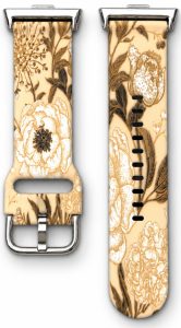 Ремешок силиконовый MRK Beau Roses для Mi Band 8 Pro/9Pro - Xiaomi Redmi Watch 4/5 с металлическим креплением и металической застежкой Beige