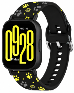 Ремешок силиконовый MRK для смарт-часов Redmi Watch 5 Active / Redmi Watch 5 Lite 22 мм с металической застежкой Black and Yellow Paws