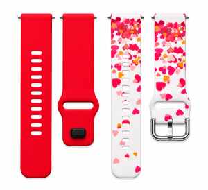 Комплект силиконовых ремешков MRK для смарт-часов Redmi Watch 5 Active / Redmi Watch 5 Lite 22 мм с металической застежкой Red Hearts