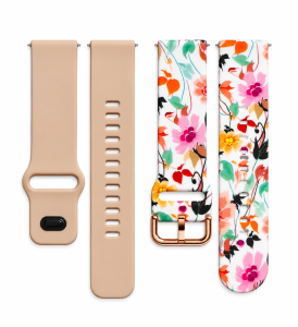 Комплект силиконовых ремешков MRK для смарт-часов Redmi Watch 5 Active / Redmi Watch 5 Lite 22 мм с металической застежкой Beige and White Flowers
