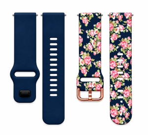 Комплект силиконовых ремешков MRK для смарт-часов Redmi Watch 5 Active / Redmi Watch 5 Lite 22 мм с металической застежкой Dark Blue Roses