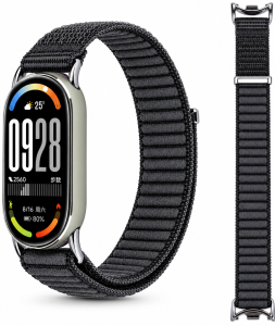 Ремешок тканевый MRK Nylon для Xiaomi Mi Band 8/9/10 с металическим креплением и застежкой на липучке Charcoal Gray